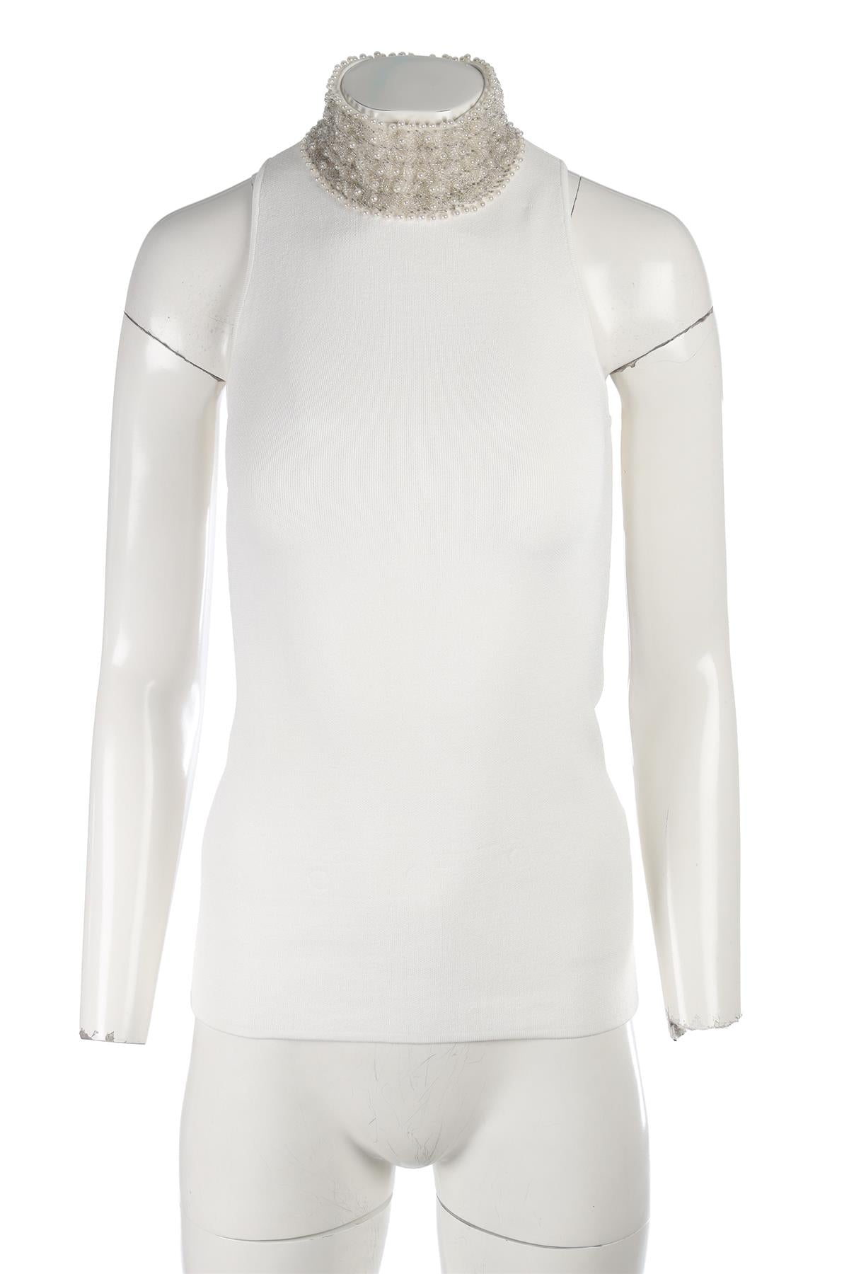 GANNI IVORY KNIT TOP XSMALL