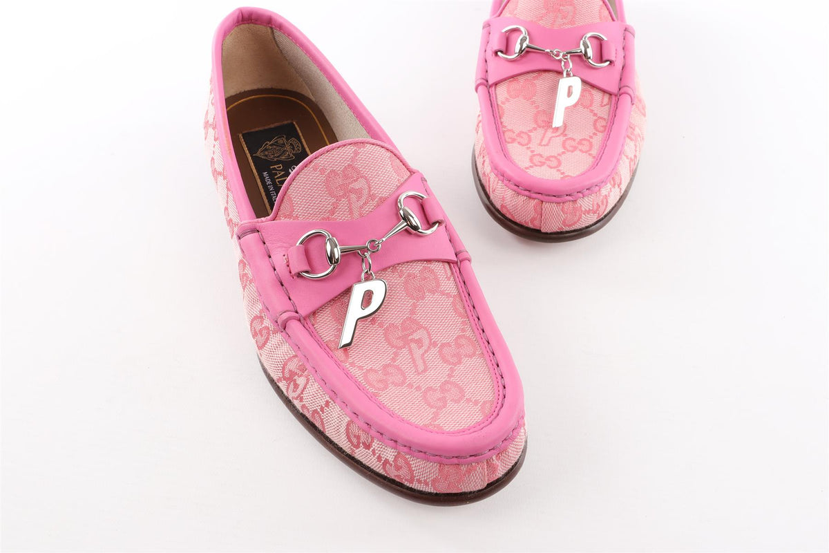 GUCCI + PALACE PINK GG-P CANVAS LOAFERS EU 38 UK 5 US 8