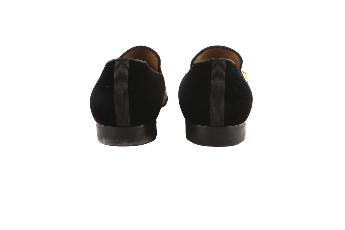 CHRISTIAN LOUBOUTIN BLACK MEN'S VELVET LOAFERS EU 44 UK 10 US 11
