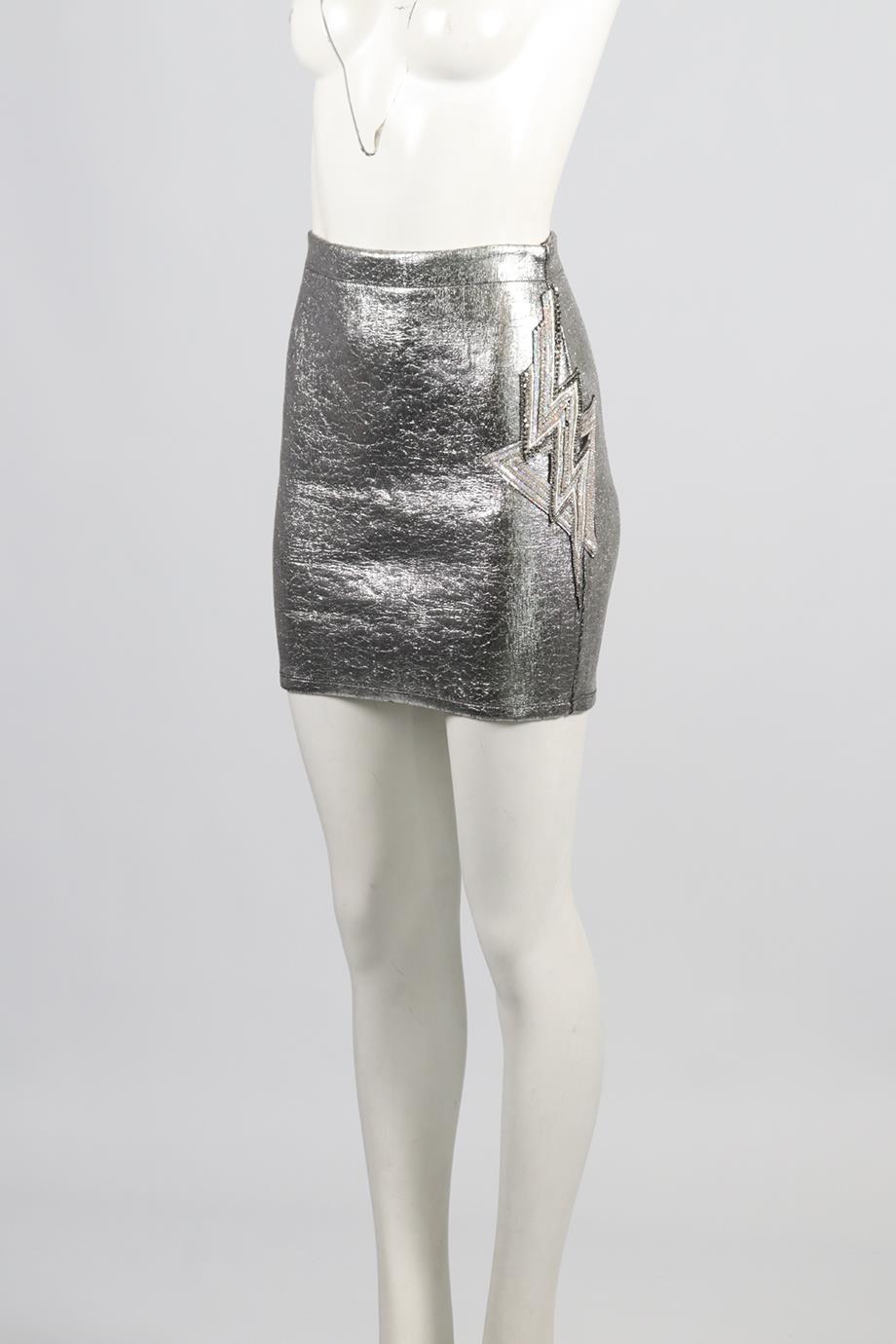 BALMAIN CRYSTAL AND JERSEY MINI SKIRT FR 38 UK 10