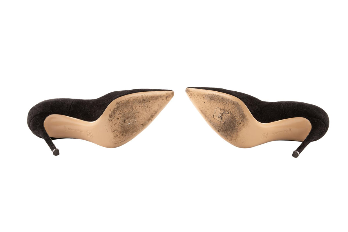GIANVITO ROSSI BLACK SUEDE PUMPS EU 35.5