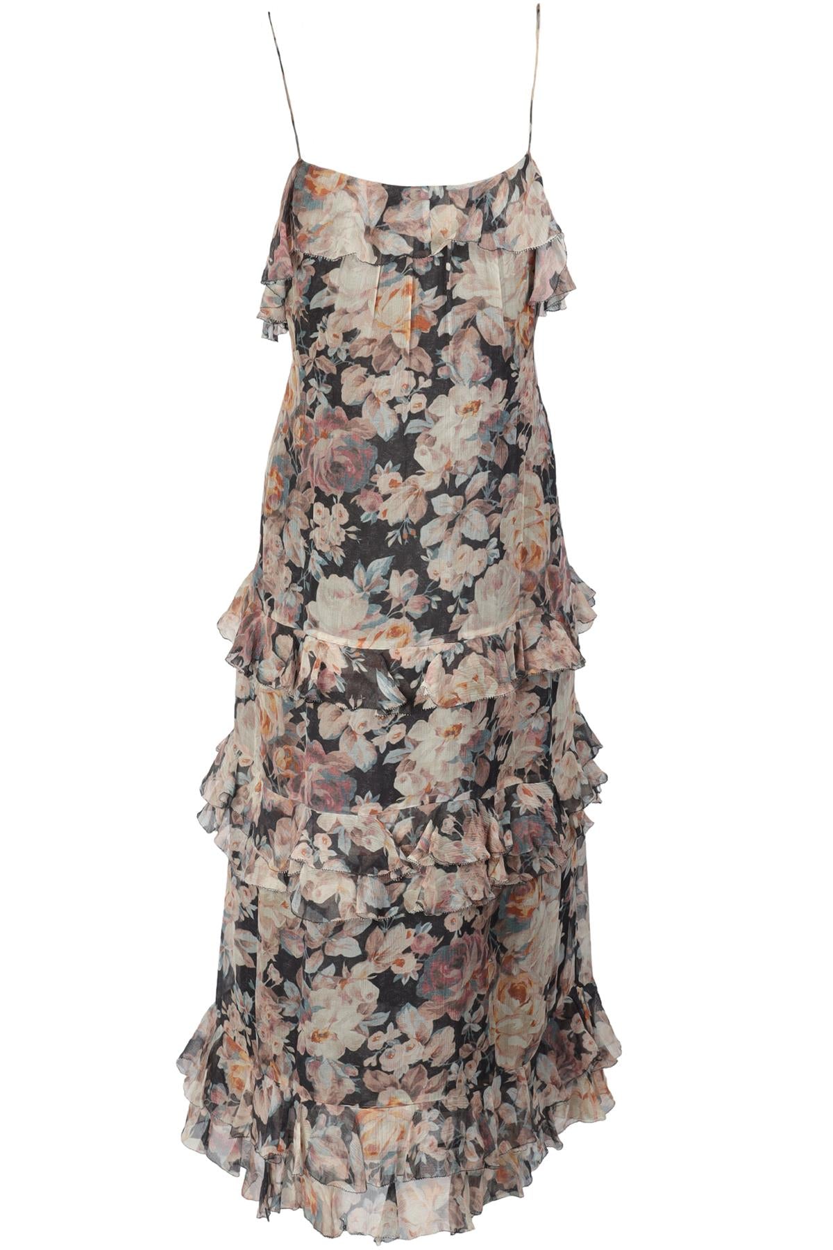 ZIMMERMANN MULTI SILK MAXI DRESS 3 UK 14