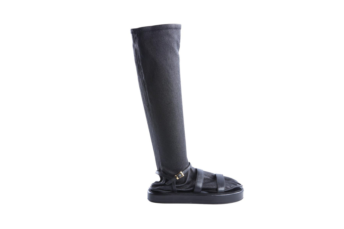 LA COLLECTION BLACK LEATHER SOCK SANDALS EU 38.5 UK 5.5 US 8.5