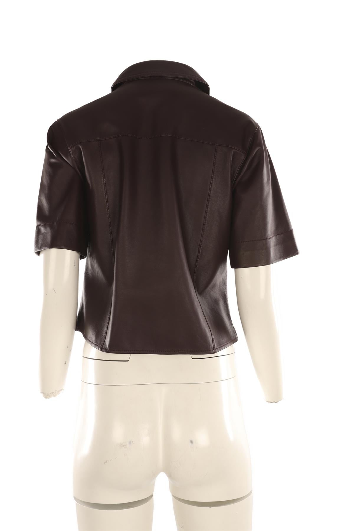 ME+EM BURGUNDY LEATHER SHIRT UK 10