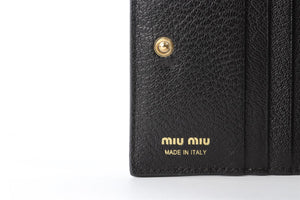 MIU MIU BLACK MADRAS JACQUARD WALLET