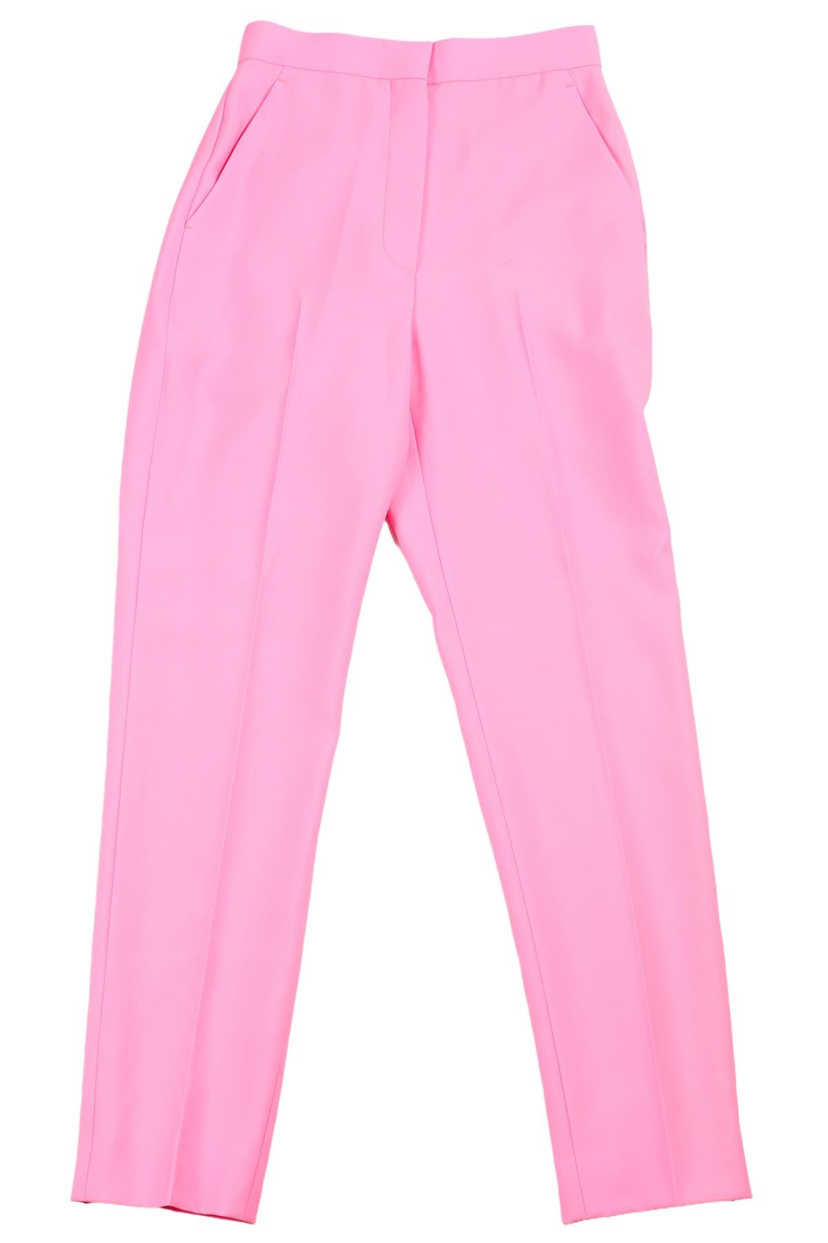 ALEXANDER MCQUEEN PINK WOOL STRAIGHT LEG PANTS IT 38 UK 6