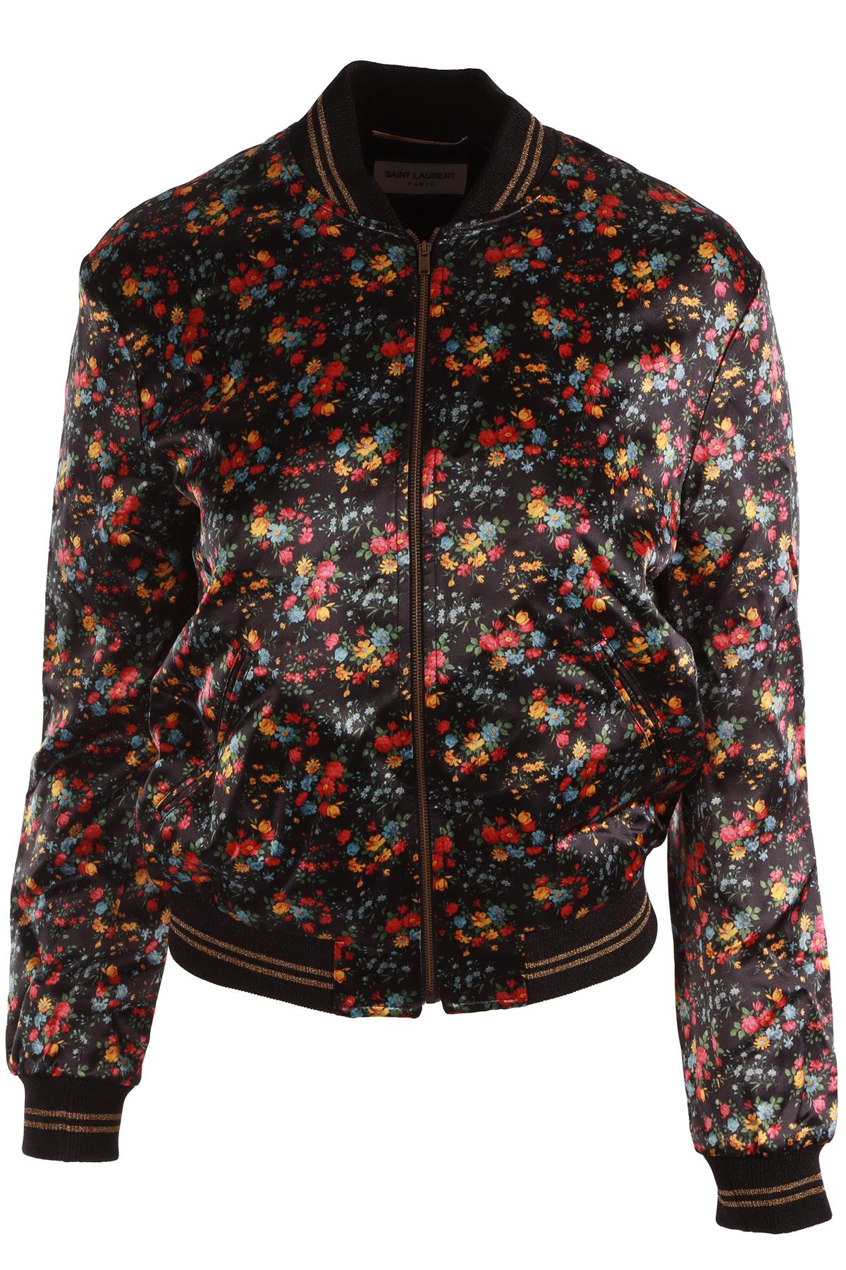SAINT LAURENT MULTI SILK BOMBER JACKET FR 34 UK 6
