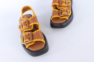 TOD'S BROWN LEATHER SANDALS EU 38 UK 5