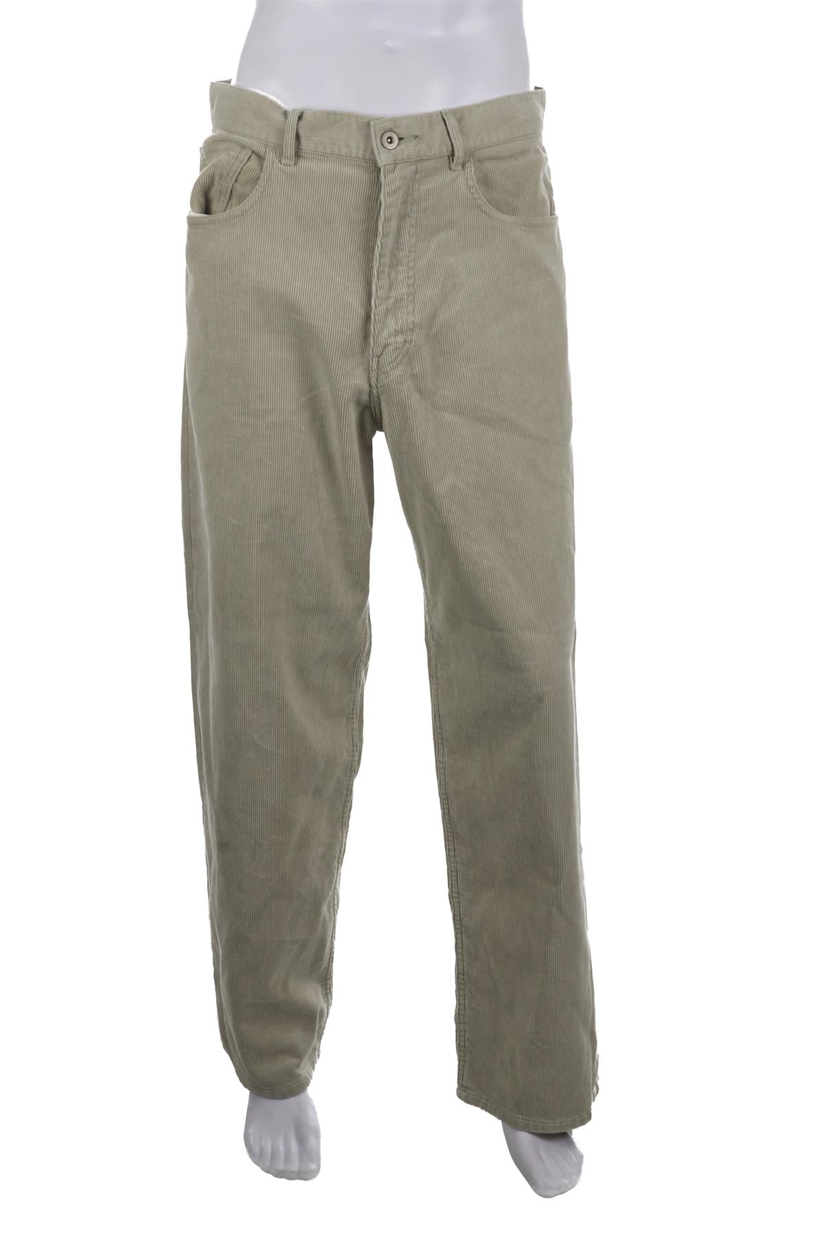 AURALEE GREEN MENS CORDUROY STRAIGHT LEG PANTS MEDIUM