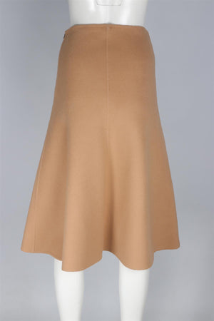 THEORY TAN WOOL MIDI SKIRT US 0 UK 4