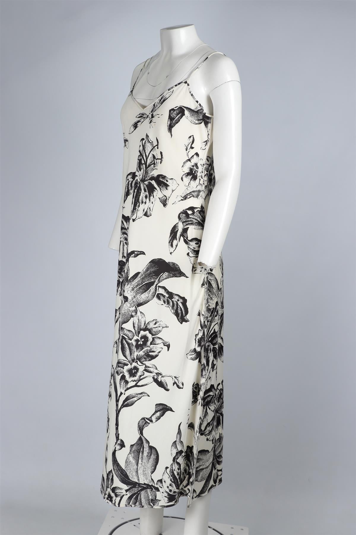 DIANE VON FURSTENBERG CREAM SILK MAXI DRESS MEDIUM