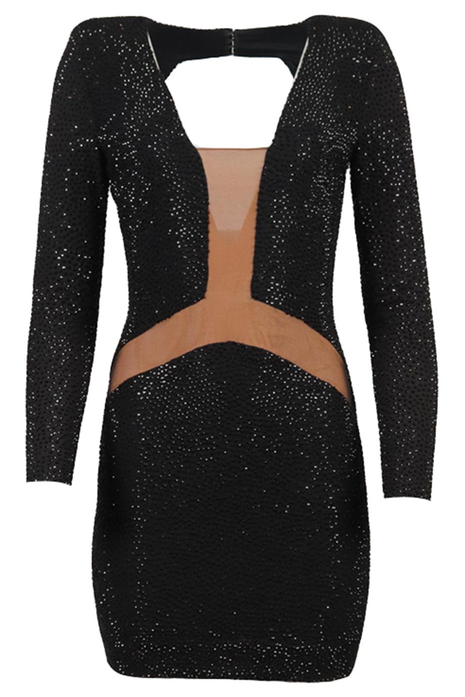 RALPH & RUSSO HAUTE COUTURE CRYSTAL AND SILK MINI DRESS XSMALL