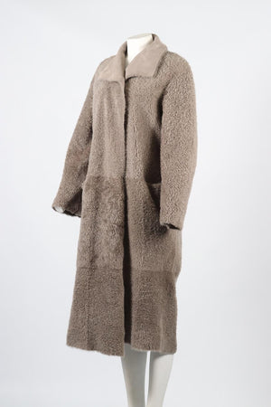 NOUR HAMMOUR REVERSIBLE SHEARLING AND SUEDE COAT FR 36 UK 8