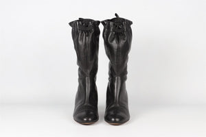 CHANEL BLACK 2006 LEATHER BOOTS EU 38 UK 5 US 8