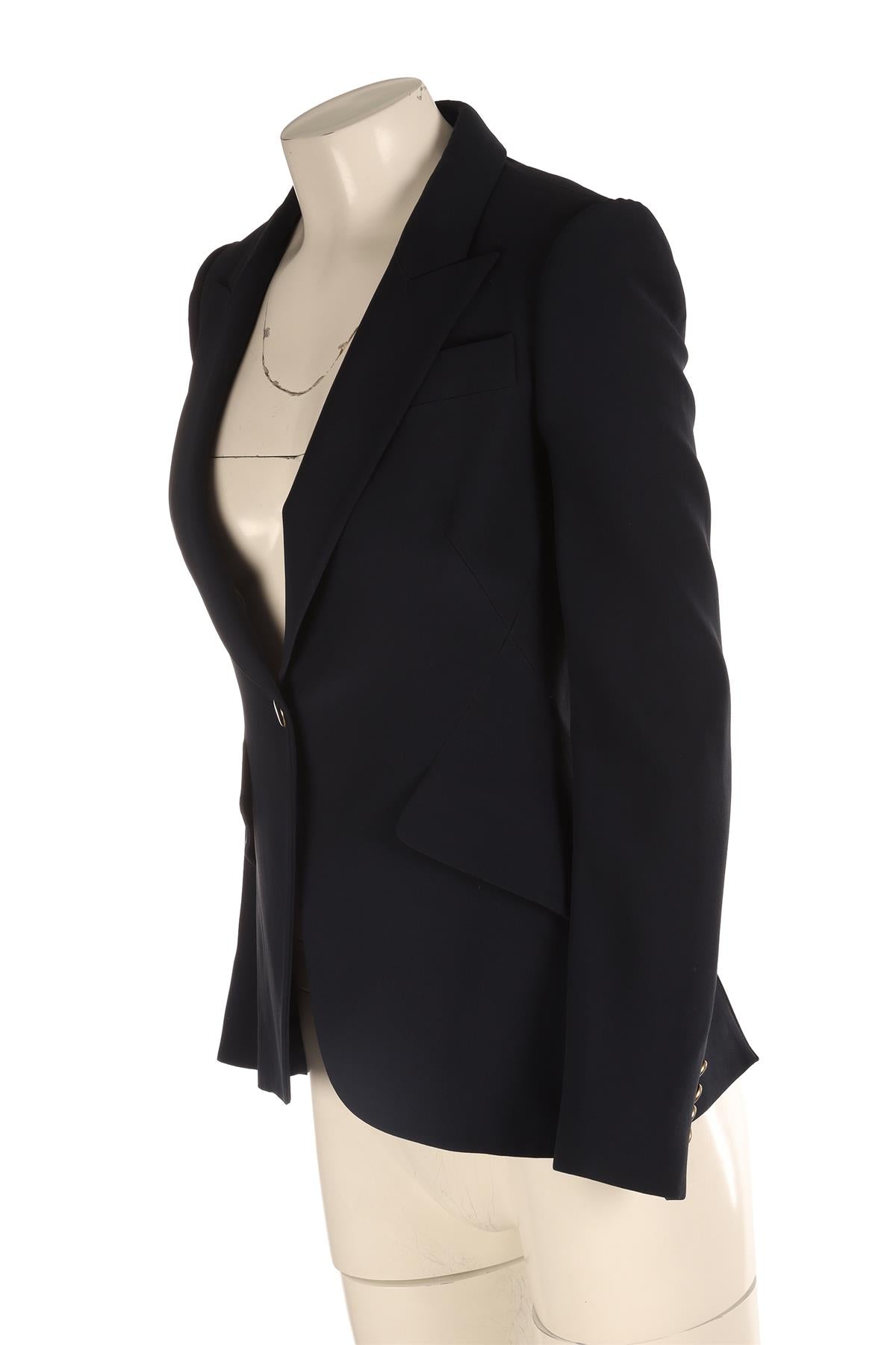 ALEXANDER MCQUEEN NAVY CREPE JACKET IT 38 UK 6
