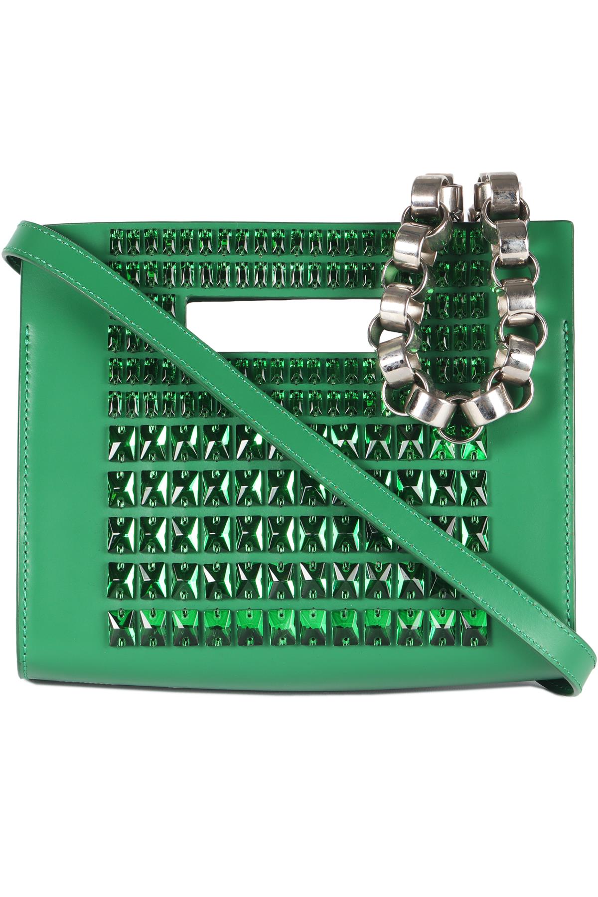 DAVID KOMA GREEN LEATHER SHOULDER BAG