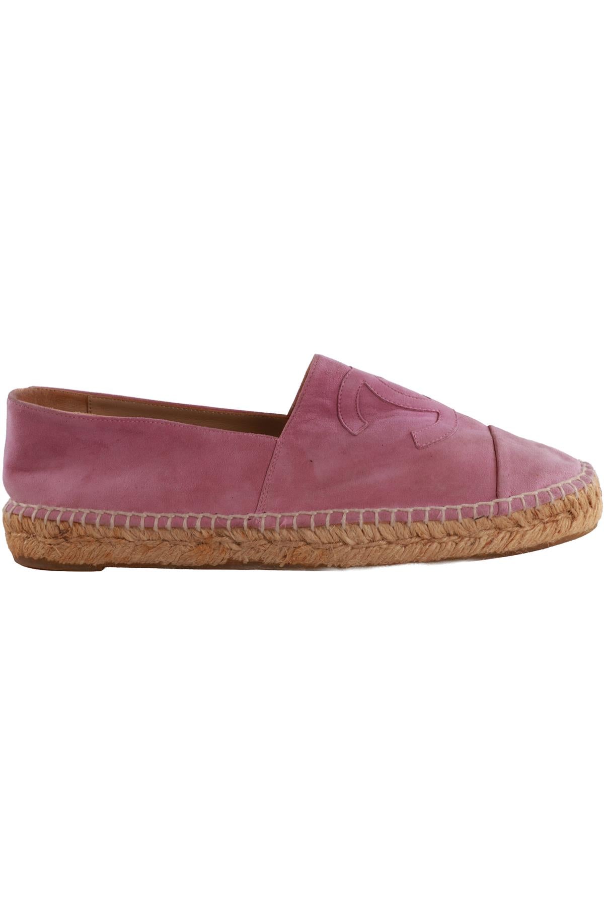 CHANEL PINK CC SUEDE ESPADRILLES EU 41 UK 8 US 11