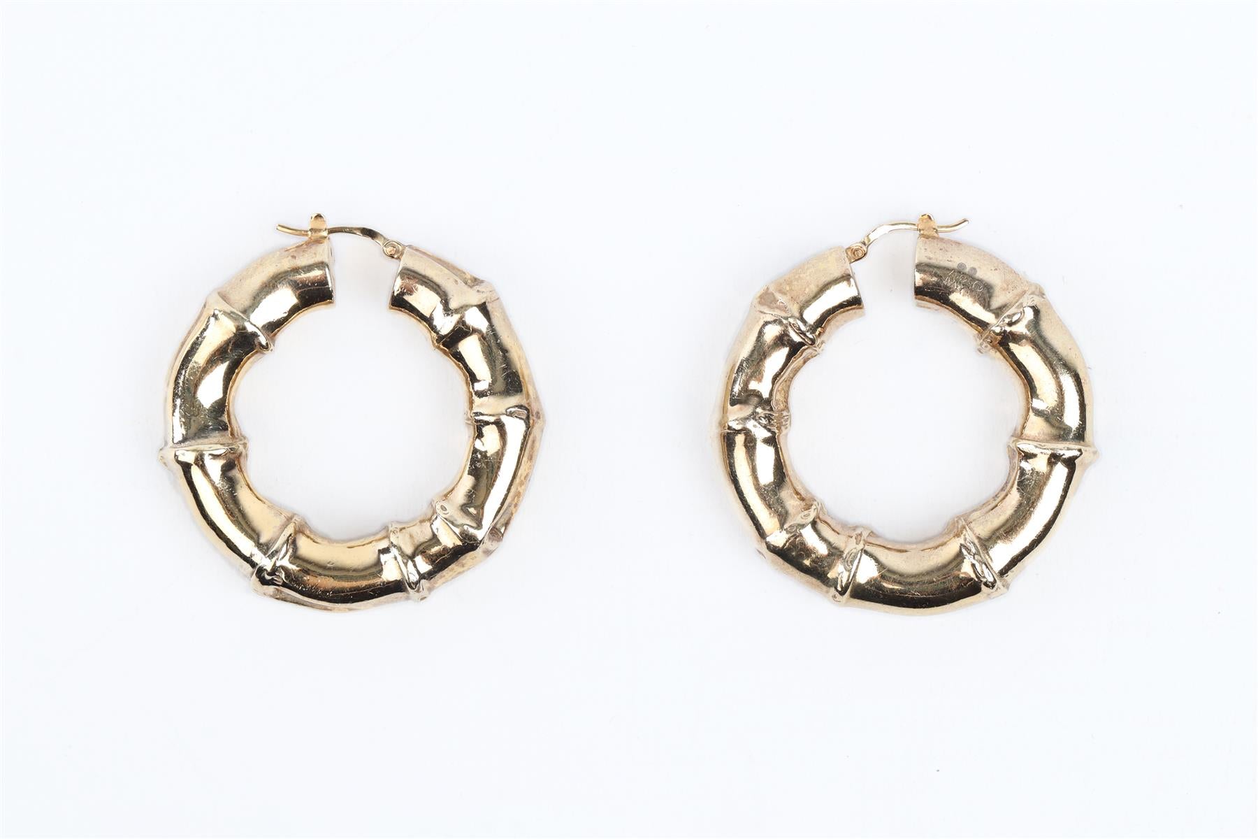 BOTTEGA VENETA GOLD BAMBOO HOOP EARRINGS