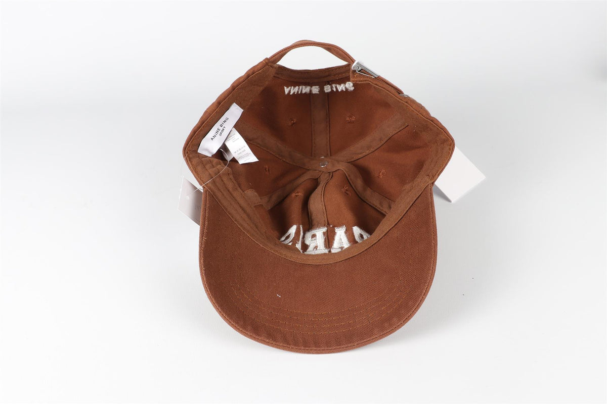 ANINE BING BROWN COTTON BASEBALL CAP ONE SIZE