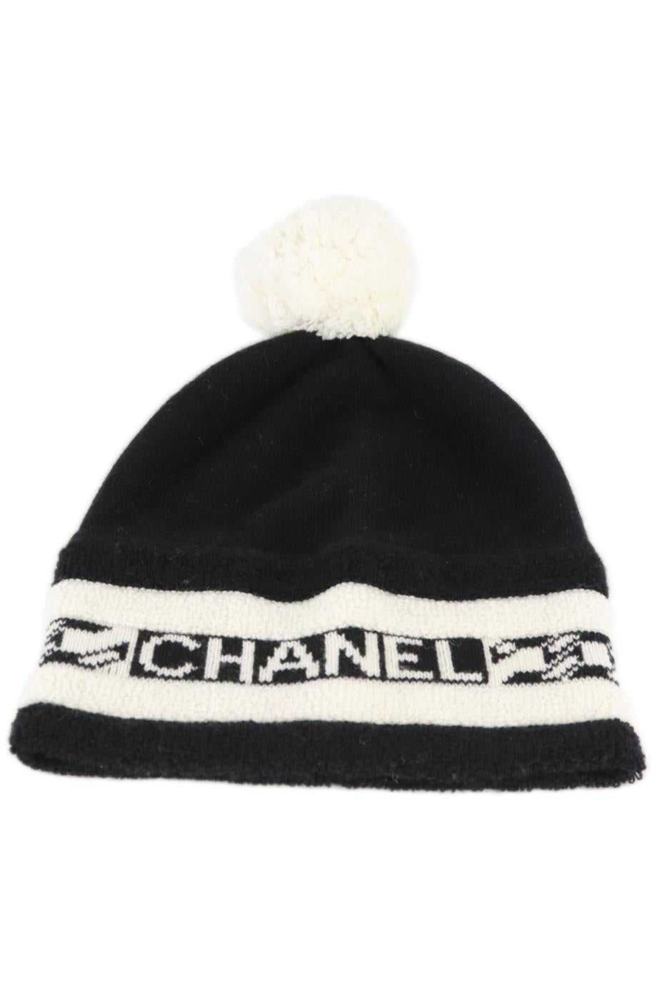 CHANEL 2020 LOGO INTARSIA CASHMERE BEANIE ONE SIZE