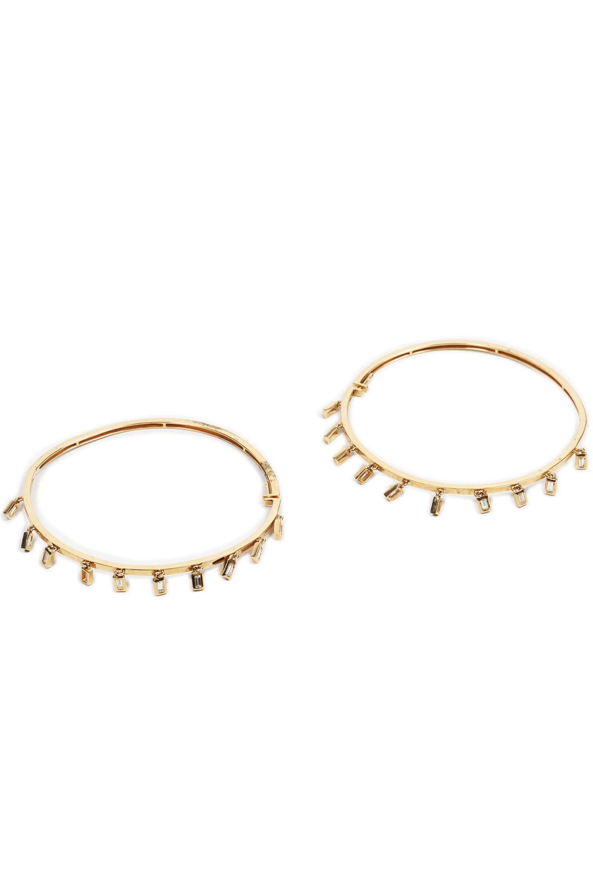 SHAY JEWELLERY 18K YELLOW GOLD AND BAGUETTE DIAMOND HOOP EARRINGS