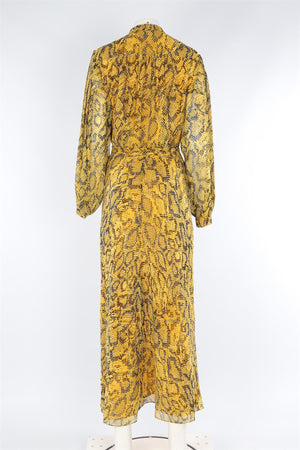 DIANE VON FURSTENBERG YELLOW CHIFFON MAXI DRESS US 8 UK 12