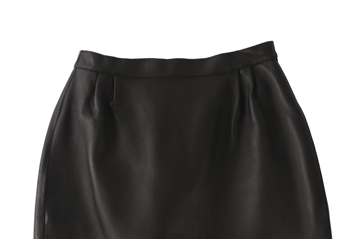 VALENTINO BLACK LEATHER MINI SKIRT IT 38 UK 6