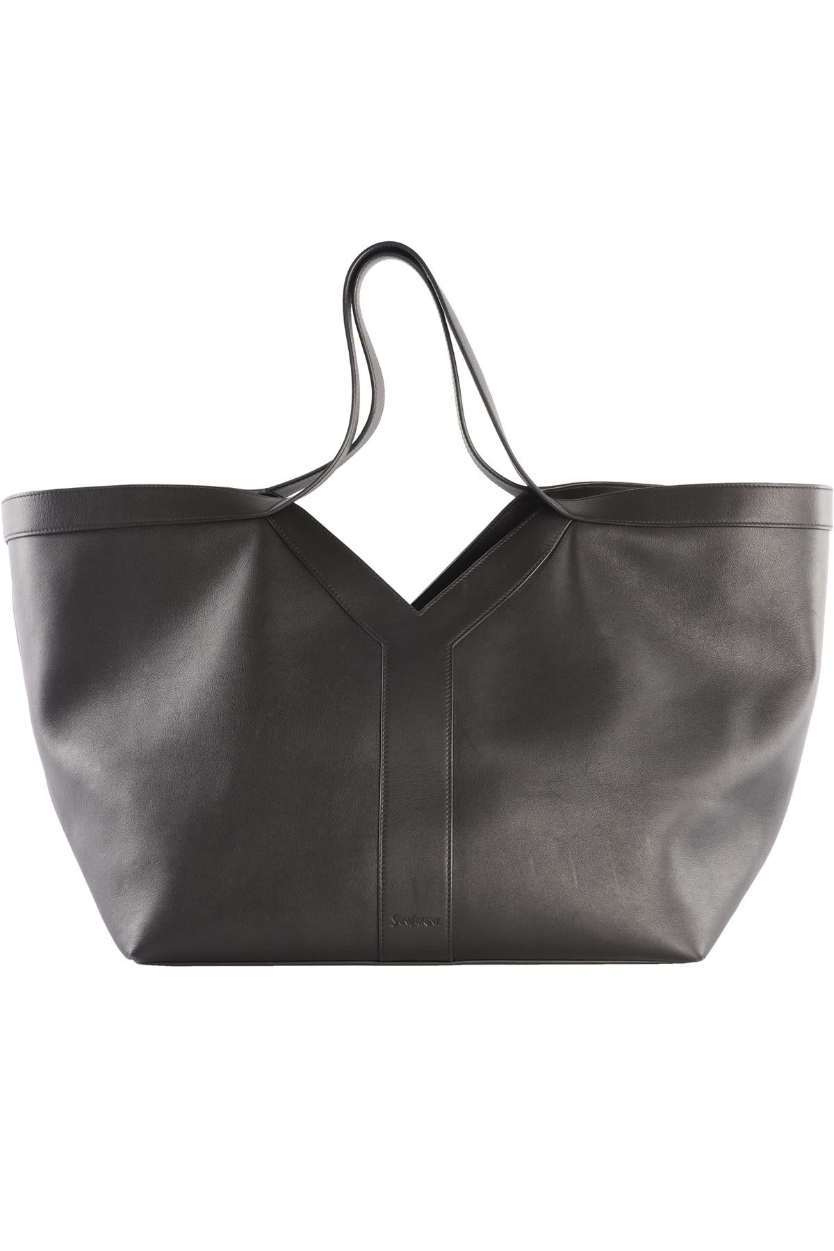 SAINT LAURENT BLACK Y LEATHER TOTE BAG