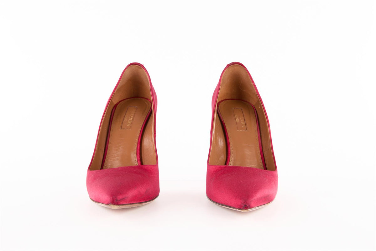AQUAZZARA RED SATIN PUMPS EU 39 UK 6 US 9