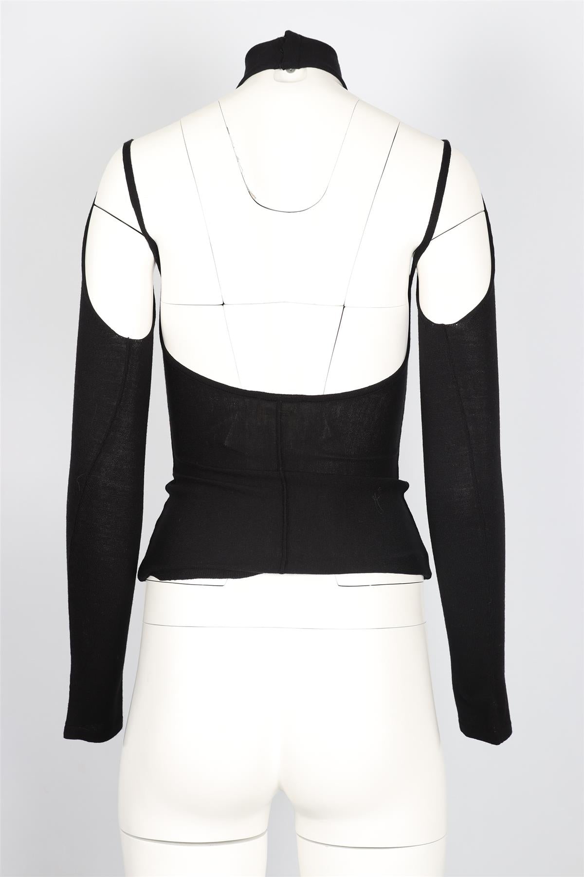 KHAITE BLACK CUTOUT WOOL TOP XSMALL