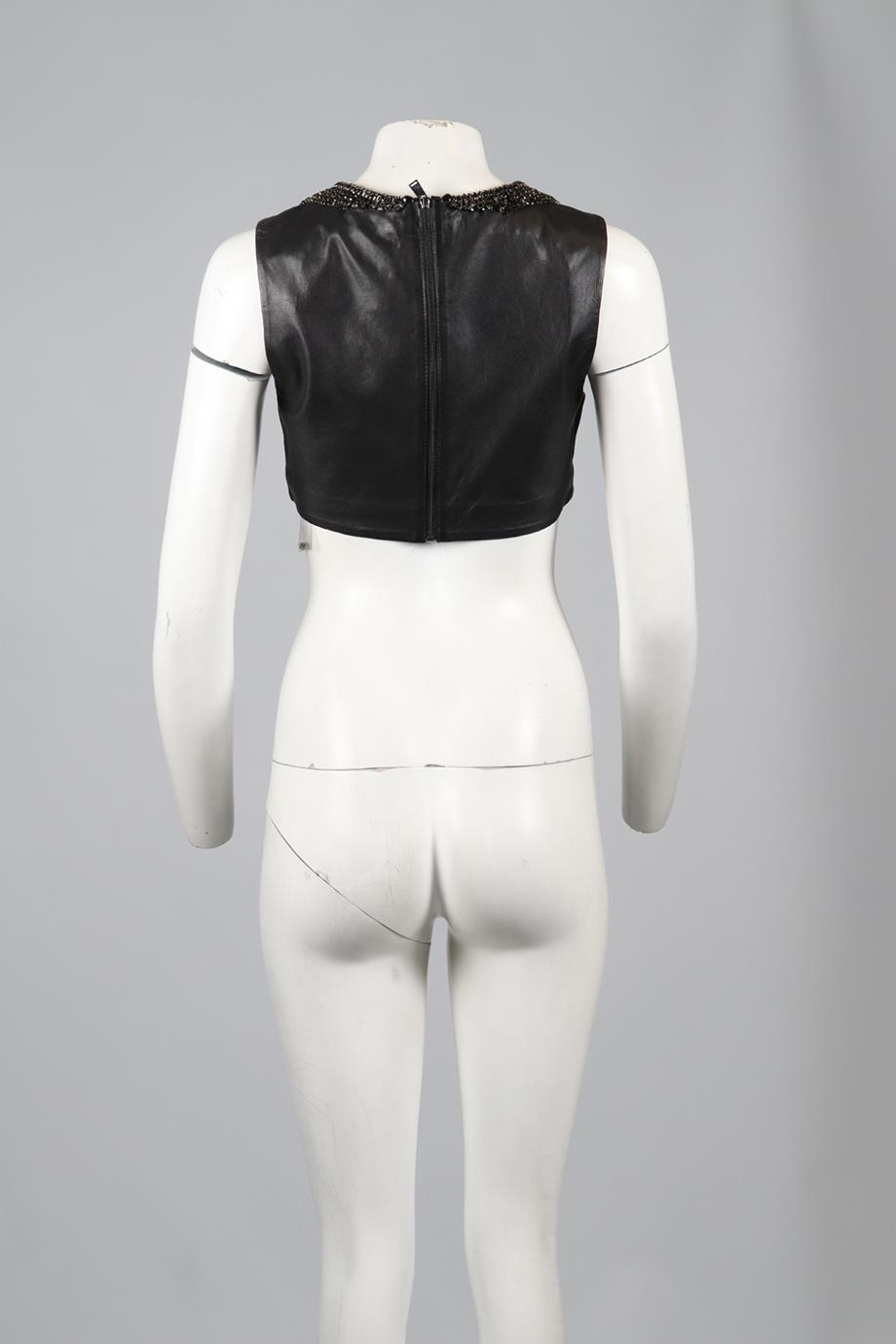 HAUTE HIPPIE CROPPED LEATHER TOP SMALL