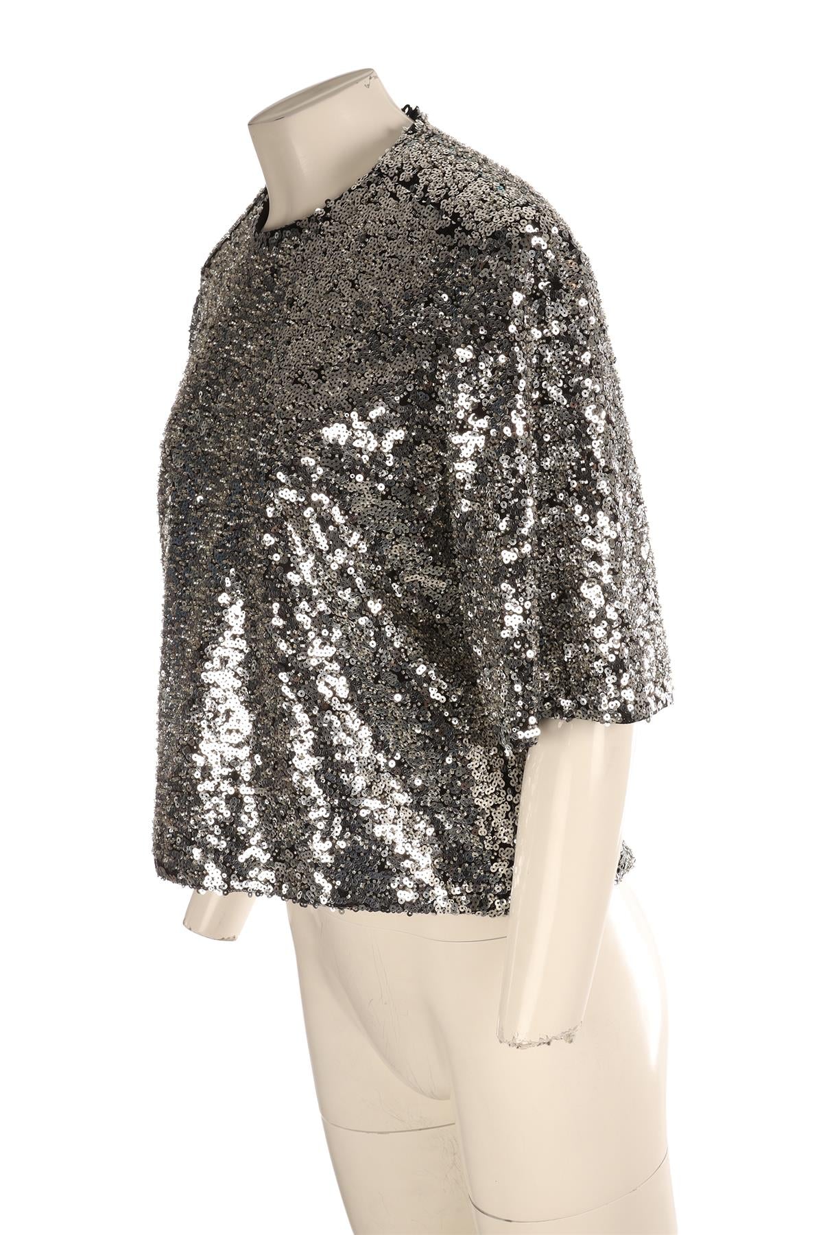 ISABEL MARANT SILVER SEQUIN TOP FR 36 UK 8