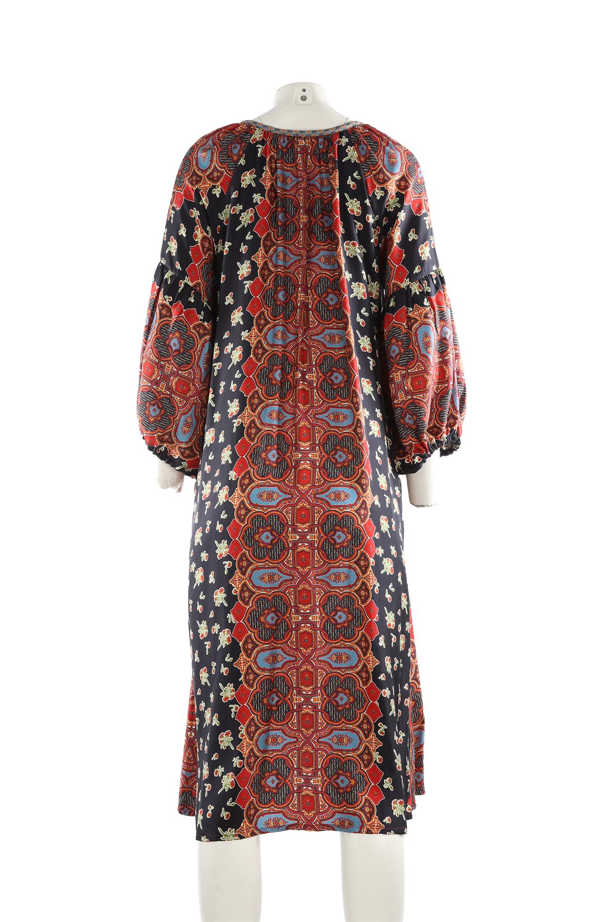 D'ASCOLI NAVY SILK MIDI DRESS XSMALL