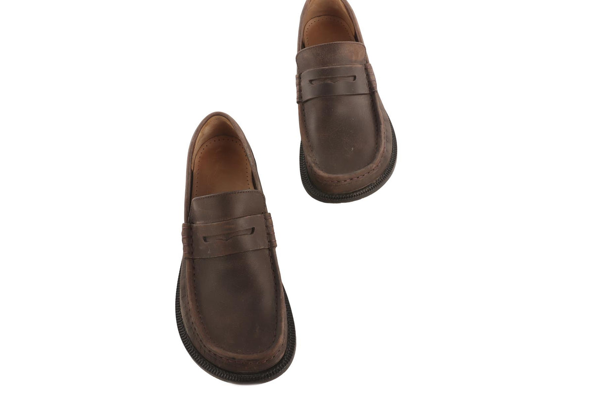 LOEWE BROWN CAMPO LEATHER LOAFERS EU 37 UK 4 US 7