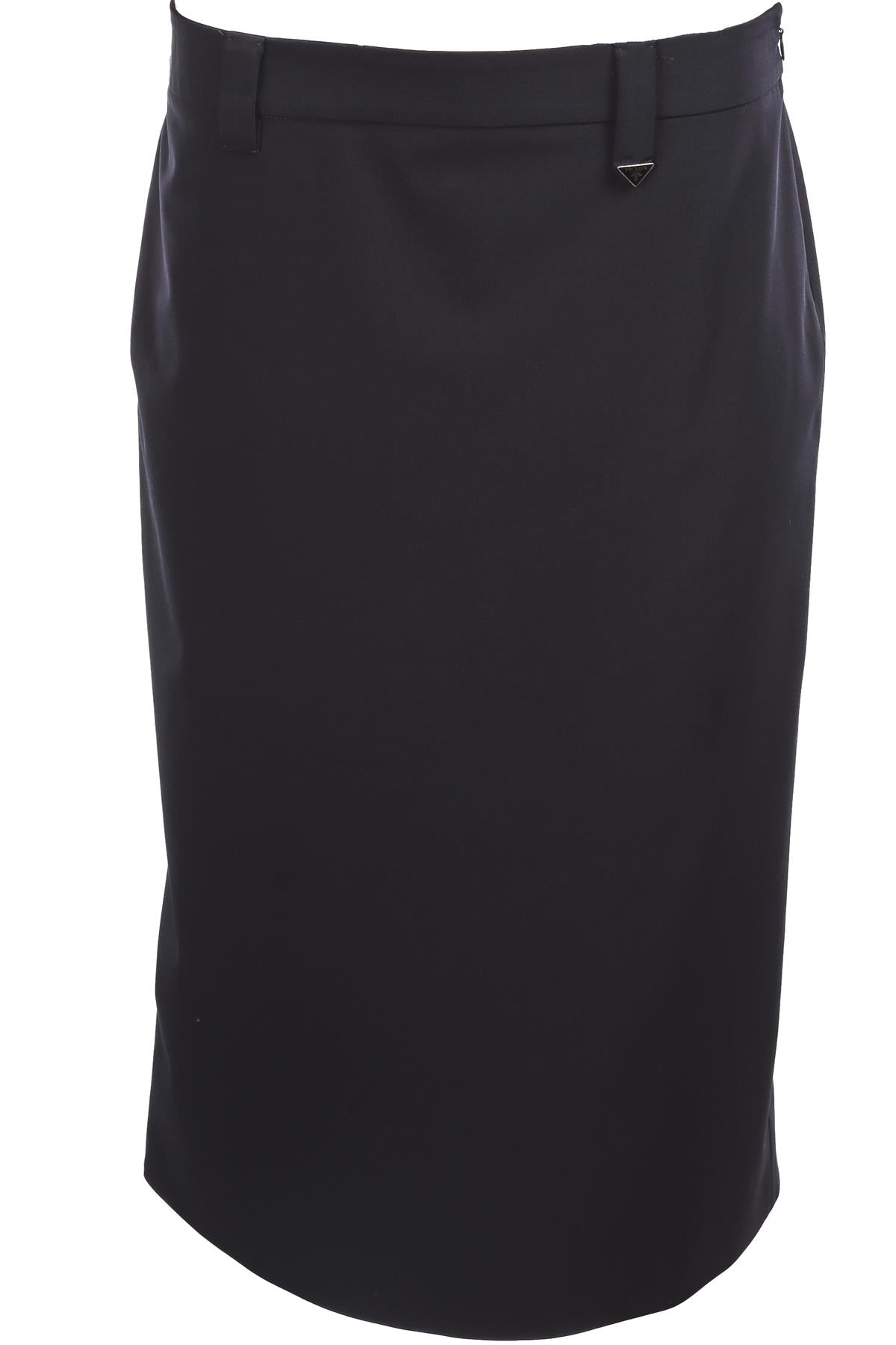PRADA NAVY NYLON MIDI SKIRT IT 42 UK 10
