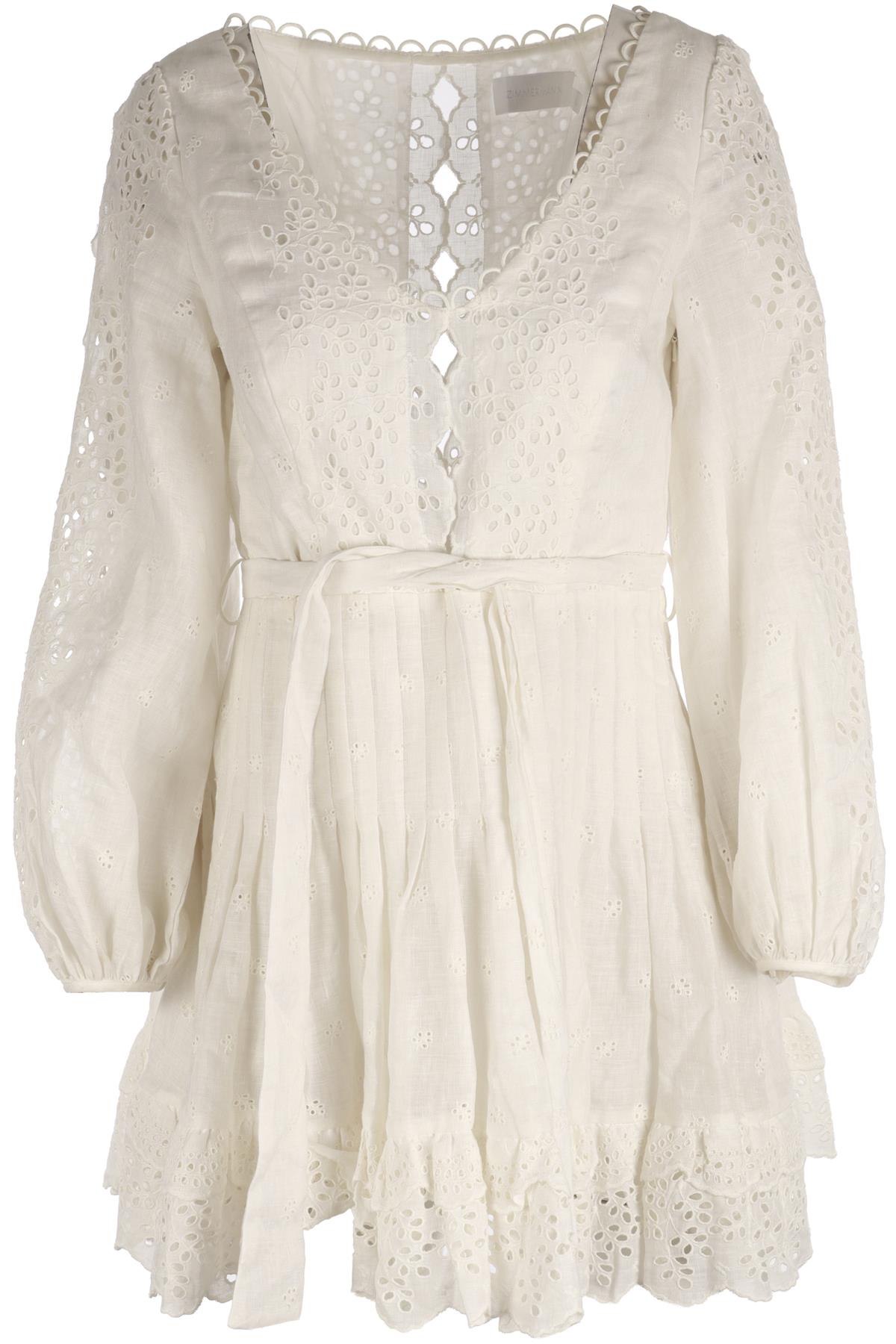ZIMMERMANN IVORY LINEN MINI DRESS UK 12