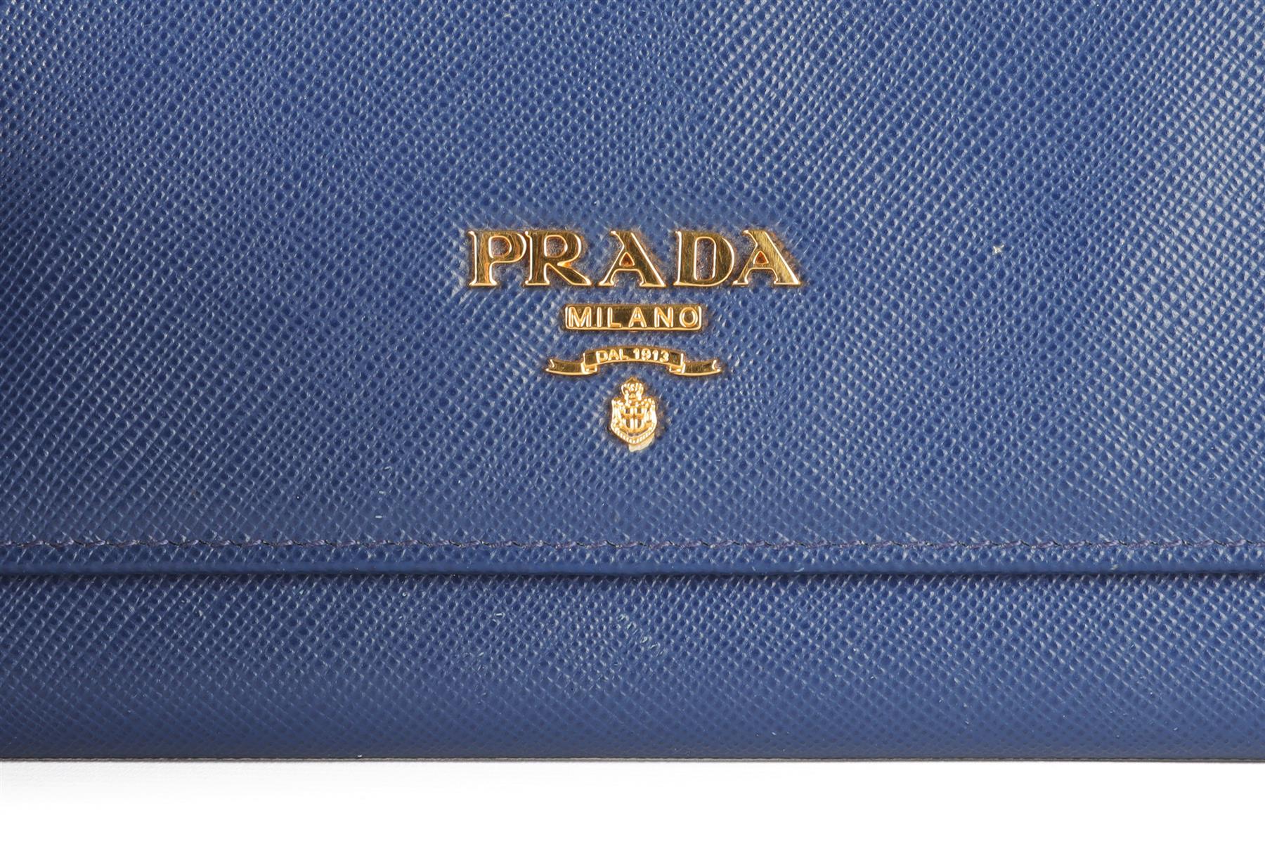 PRADA BLUE WALLET ON CHAIN LEATHER SHOULDER BAG