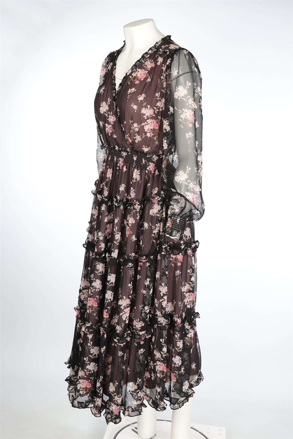 LOVESHACKFANCY BLACK SILK MAXI DRESS MEDIUM