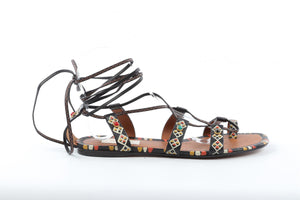 VALENTINO BLACK LEATHER SANDALS EU 37.5 UK 4.5 US 7.5