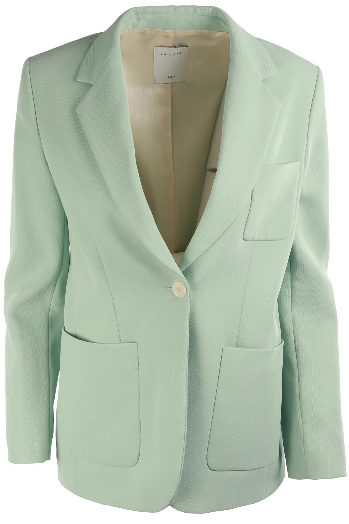 SANDRO GREEN COTTON BLAZER FR 36 UK 8