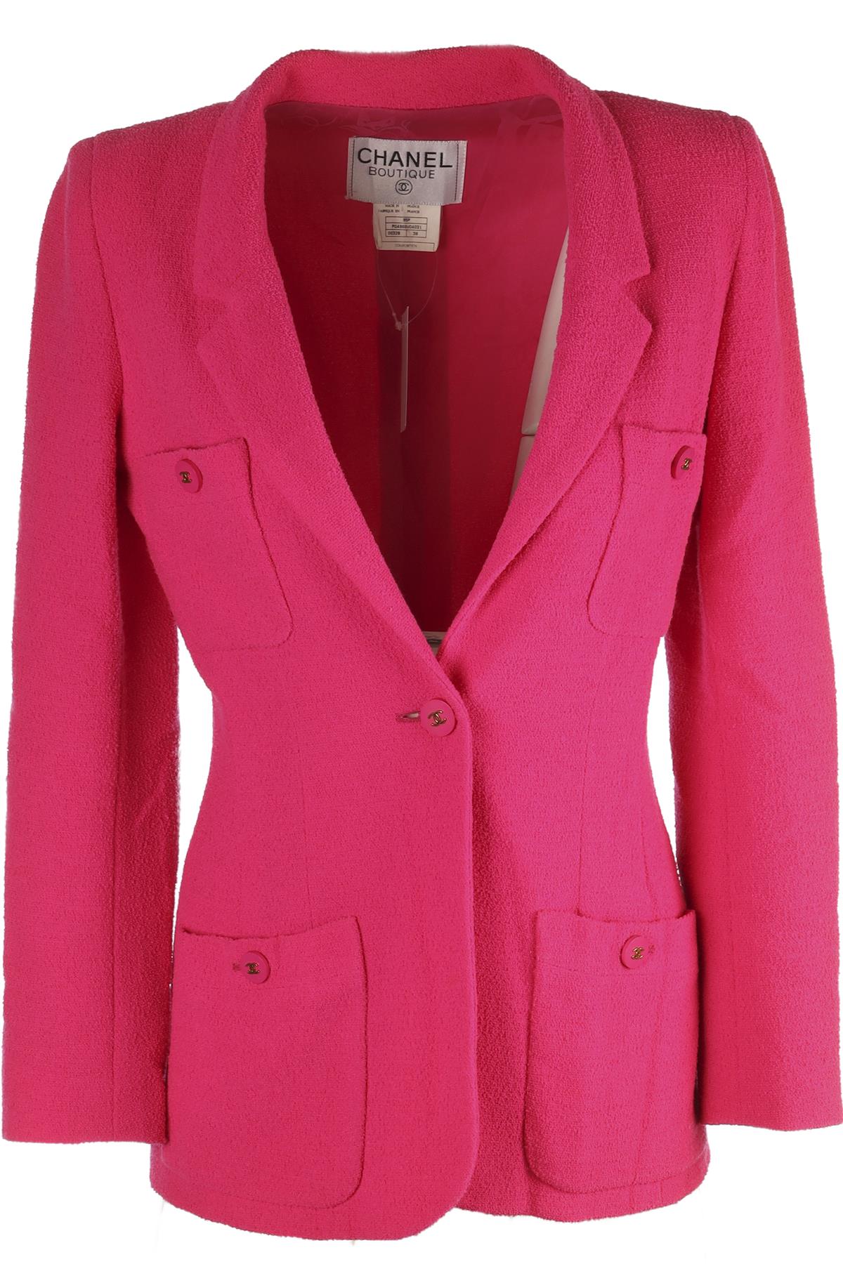 CHANEL PINK 1995 WOOL BLAZER FR 36 UK 8