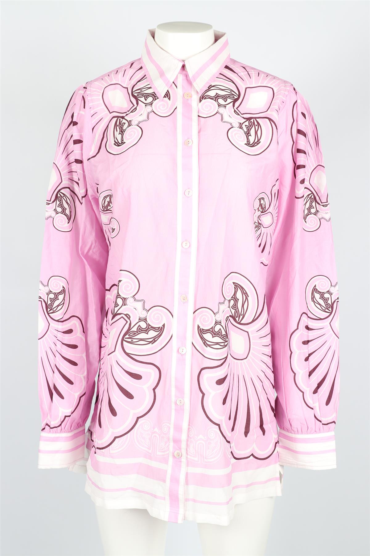 SHANI SHEMER PINK COTTON BLEND SHIRT MEDIUM