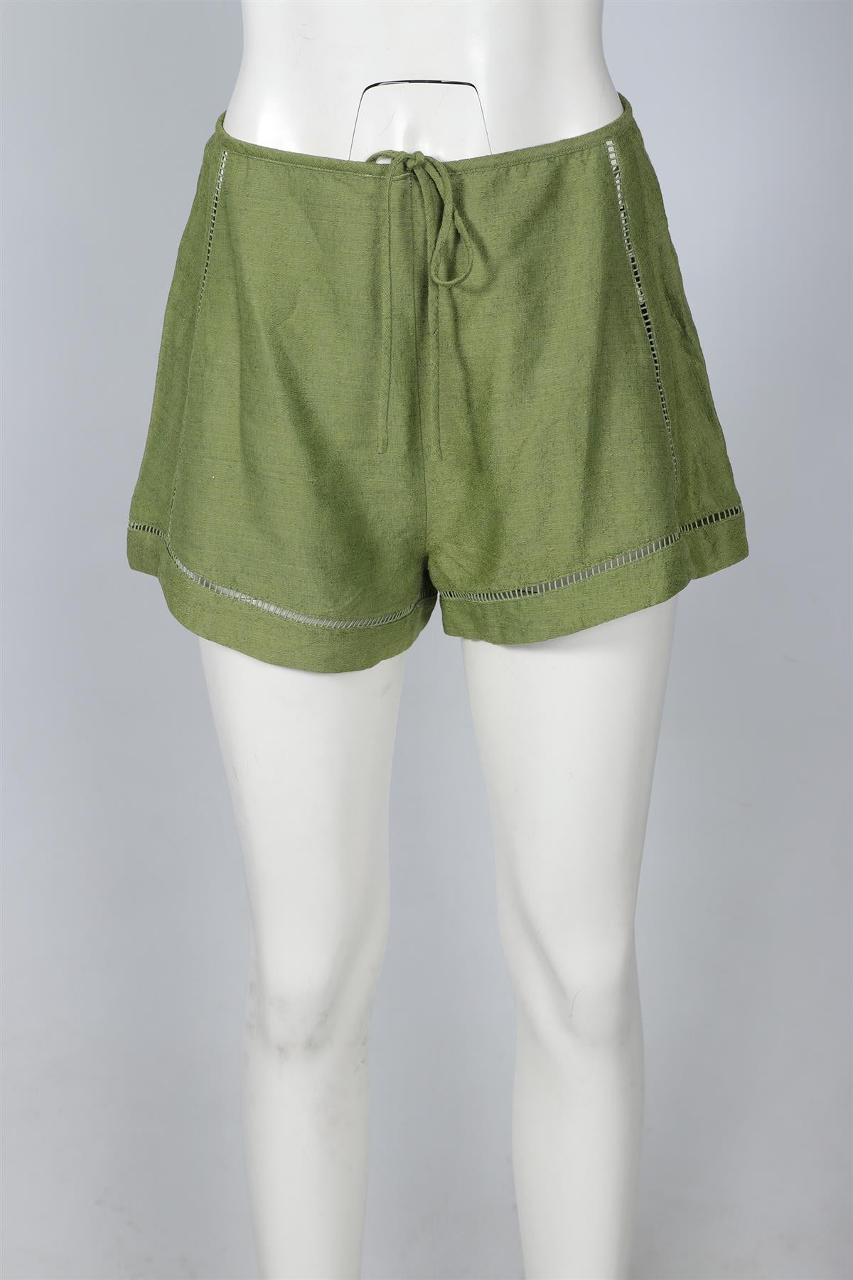 CULT GAIA GREEN SILK SHORTS MEDIUM