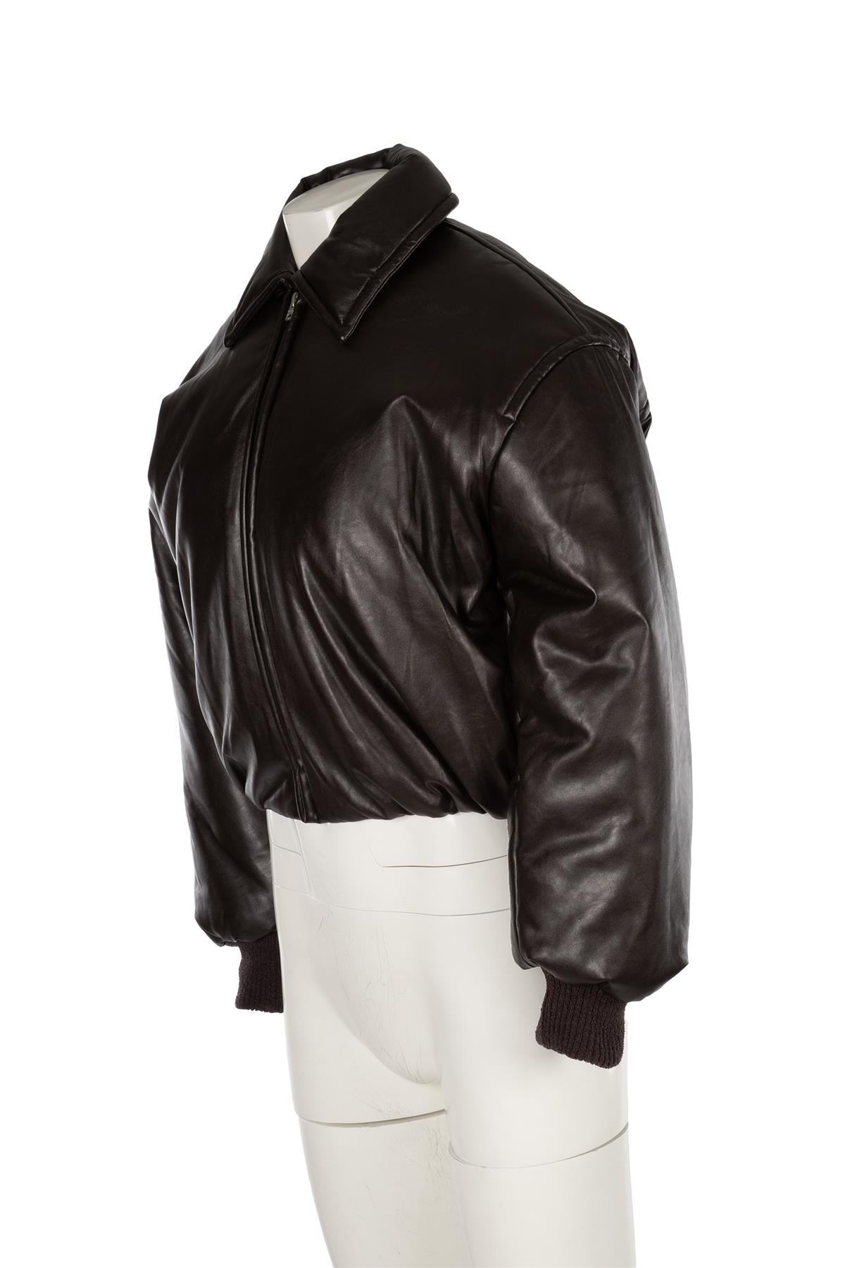 ACNE STUDIOS BROWN FAUX LEATHER BOMBER JACKET DE 32 UK 4