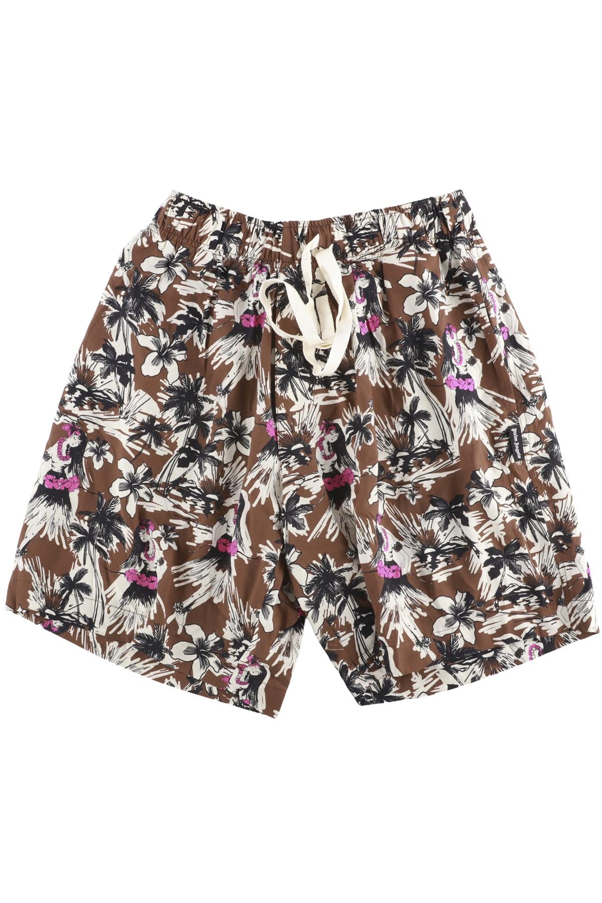 PALM ANGELS BROWN MEN'S JERSEY SHORTS IT 48 UK 32 FR 40