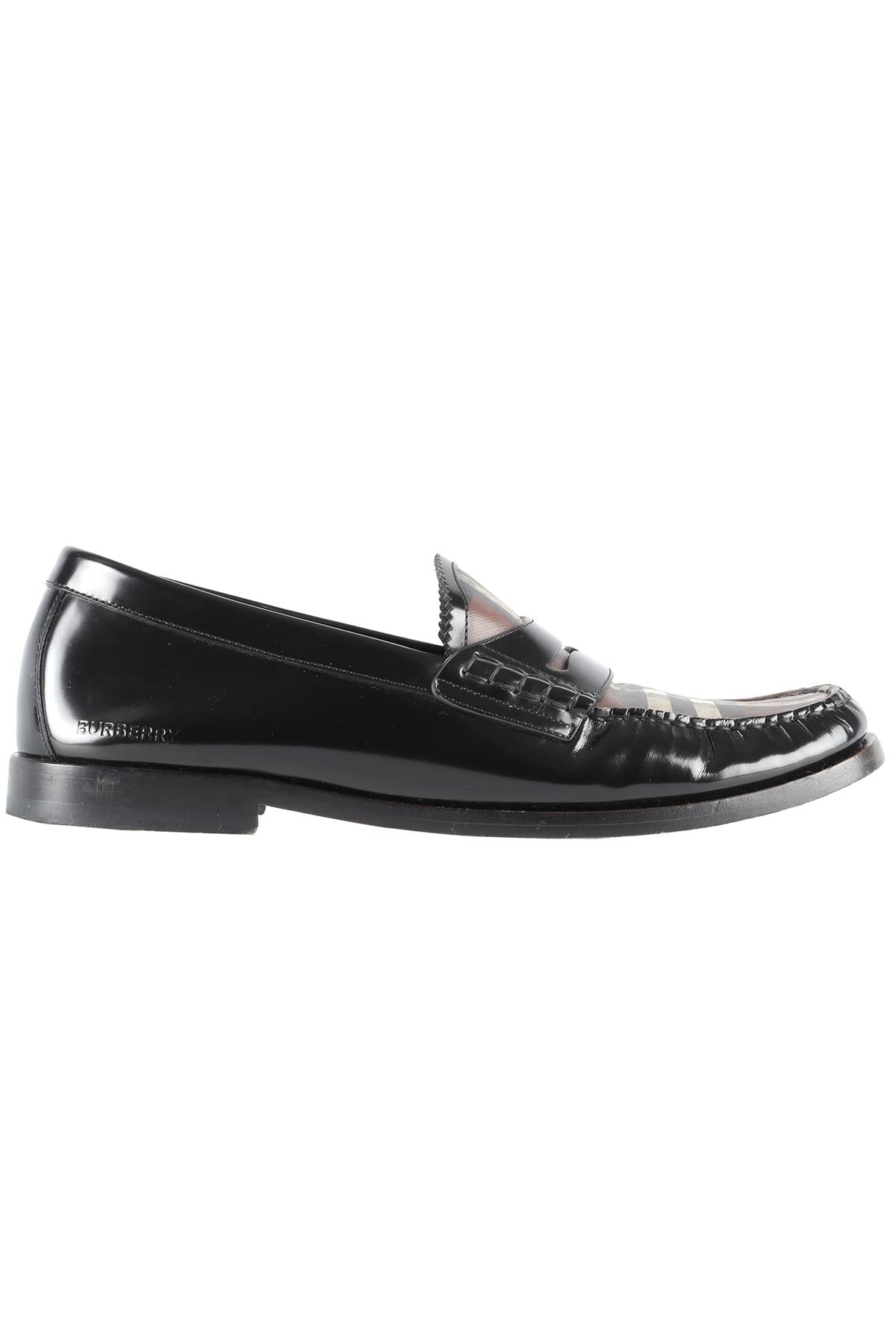 BURBERRY BLACK MEN'S LEATHER LOAFERS EU 41.5 UK 7.5 US 8.5