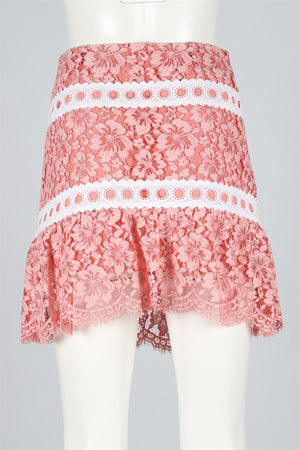 SANDRO PINK LACE MINI SKIRT SMALL