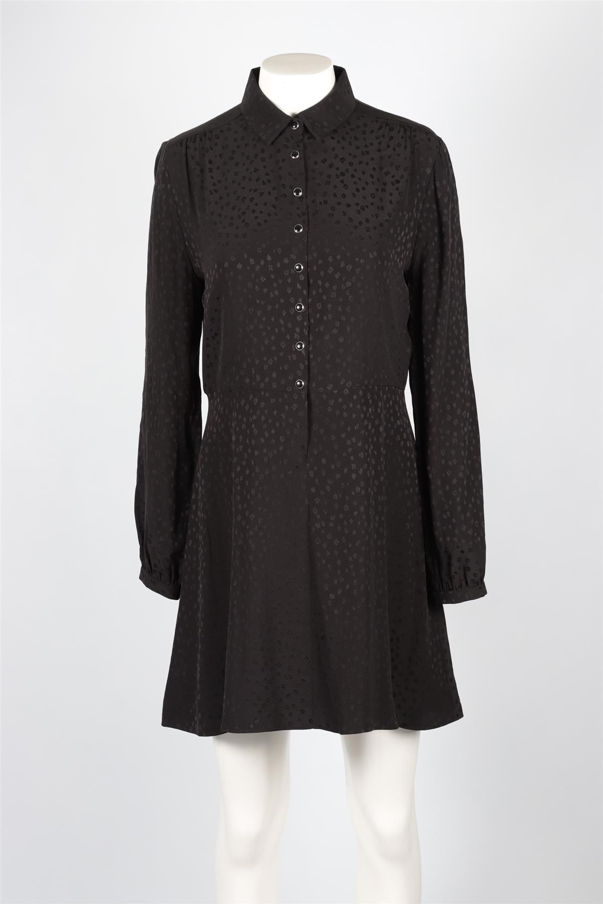 SAINT LAURENT BLACK SILK MINI DRESS FR 42 UK 14