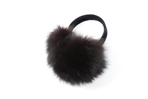 BRAND UNKNOWN BLACK FOX FUR EAR MUFFS