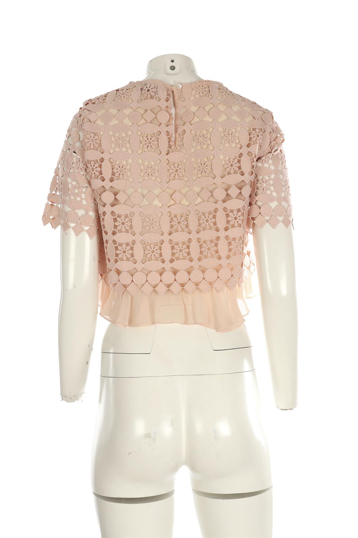 SANDRO PINK CROCHET TOP FR 36 UK 8